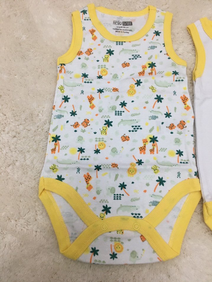 Sarı Renkli  Bebek Kolsuz Body - Görsel 2