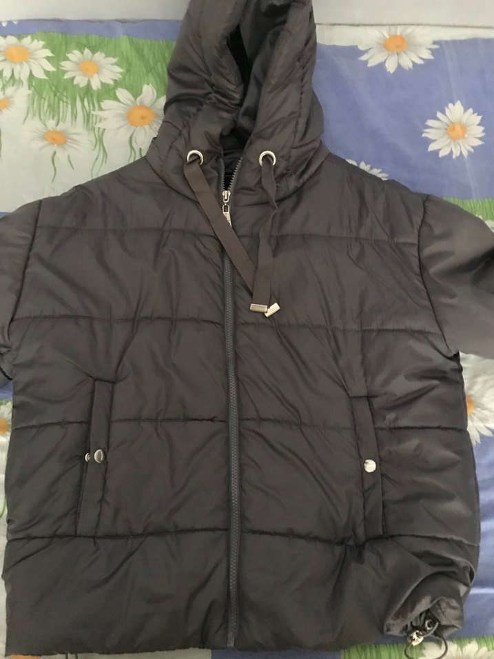 Fermuarlı Gri Kadın Kışlık Mont - Görsel 2