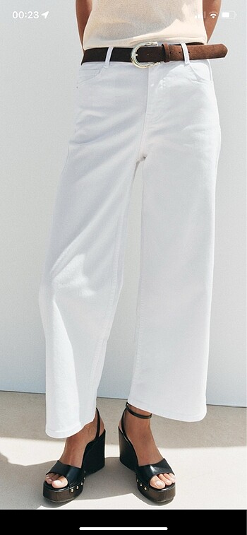 Zara ZARA yüksek bel kemerli culotte jean