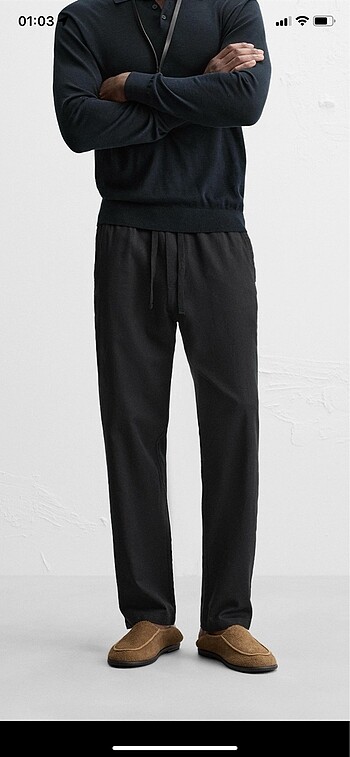 ZARA relaxed fit pamuklu -keten pantolon