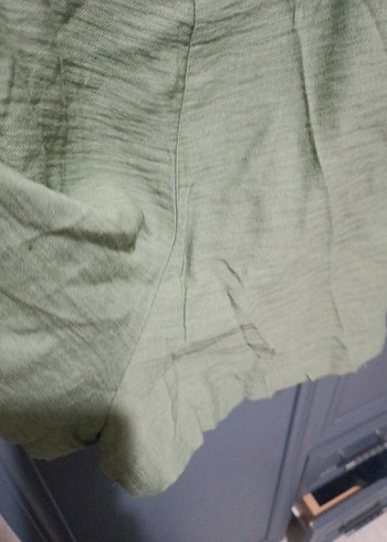 Yeşil Keten Kolsuz Mini Tulum - Görsel 5