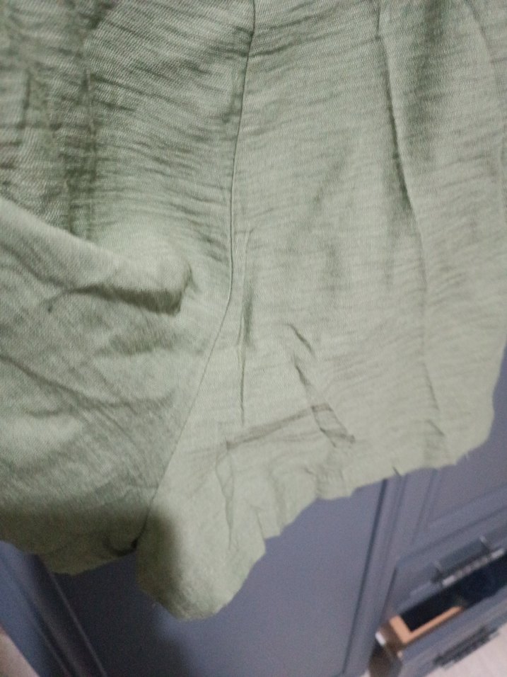 Yeşil Keten Kolsuz Mini Tulum - Görsel 5