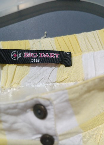 Sarı Düğmeli Midi Pamuk Etek - Görsel 6