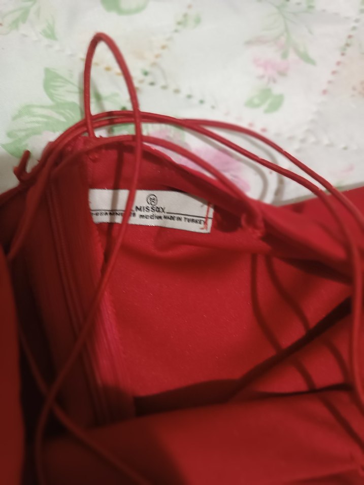 Kırmızı Drapeli Uzun Abiye Elbise - Görsel 2