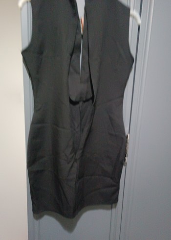 Siyah V Yaka Kolsuz Uzun Abiye Elbise - Görsel 4