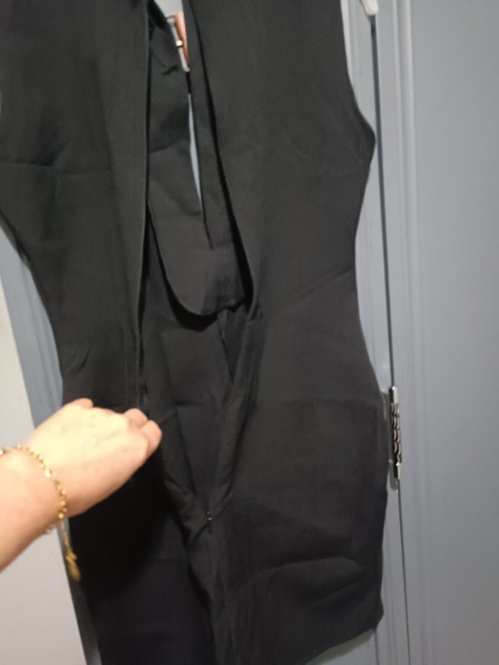 Siyah V Yaka Kolsuz Uzun Abiye Elbise - Görsel 3