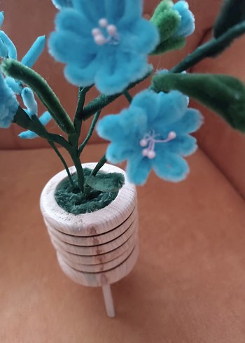 Turkuaz Renkli Çiçekli Vazo - Görsel 3