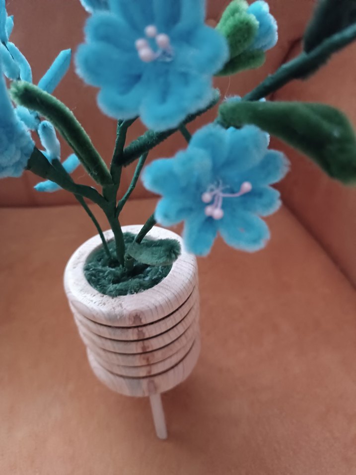 Turkuaz Renkli Çiçekli Vazo - Görsel 3