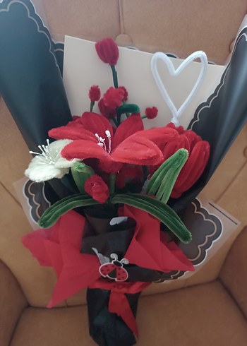 Renkli Kırmızı Dekoratif Hediye Buketi - Görsel 3