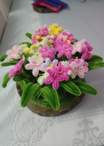 Renkli El Yapımı Kumaş Çiçek Aranjmanı - Görsel 2