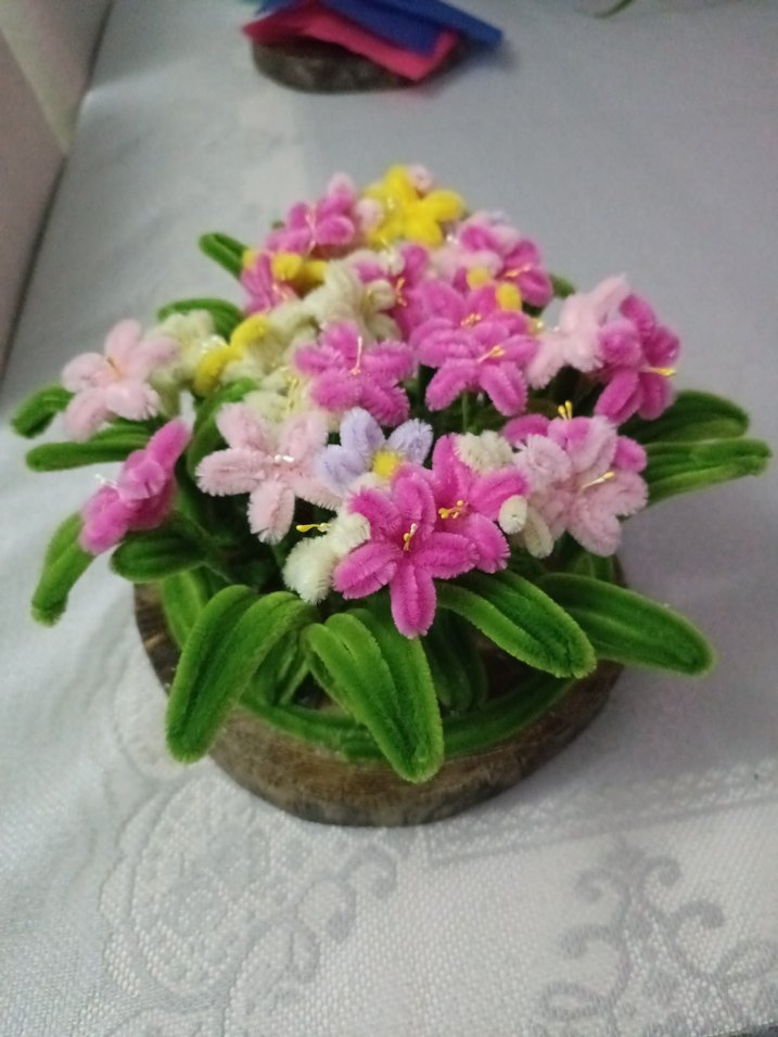 Renkli El Yapımı Kumaş Çiçek Aranjmanı - Görsel 2