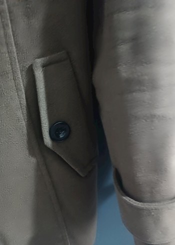 Düğmeli Bej Erkek Süet Midi Ceket - Görsel 4