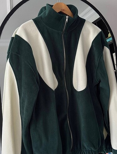 Yeşil polar fermuarlı sweatshirt