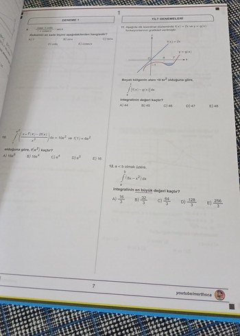 TİLT Trigonometri İntegral Limit Türev Denemeleri hiç çözülmemiş - Görsel 3