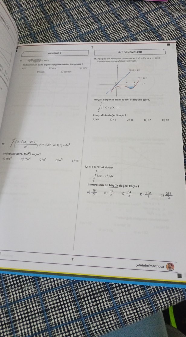 TİLT Trigonometri İntegral Limit Türev Denemeleri hiç çözülmemiş - Görsel 3