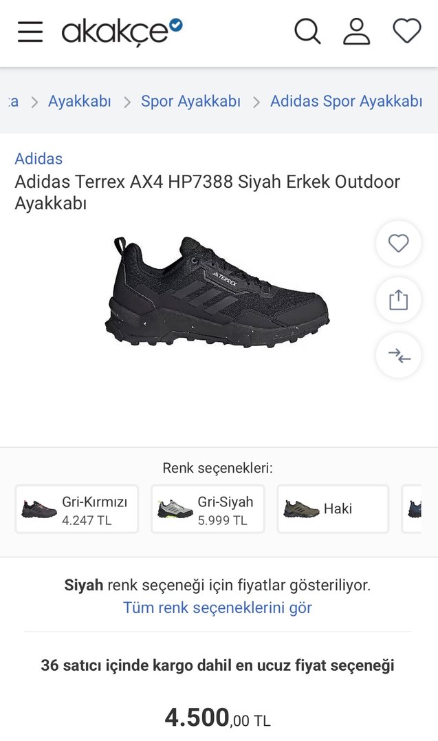 Erkek Siyah Bağcıklı Outdoor Spor Ayakkabı - Görsel 5