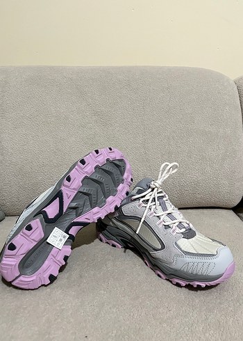 Gri Skechers Kadın Spor Ayakkabı Platform Topuklu - Görsel 3