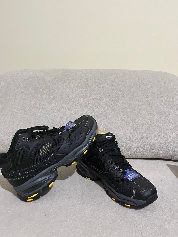 Siyah Sarı Bağcıklı Skechers Erkek Spor Ayakkabı - Görsel 2