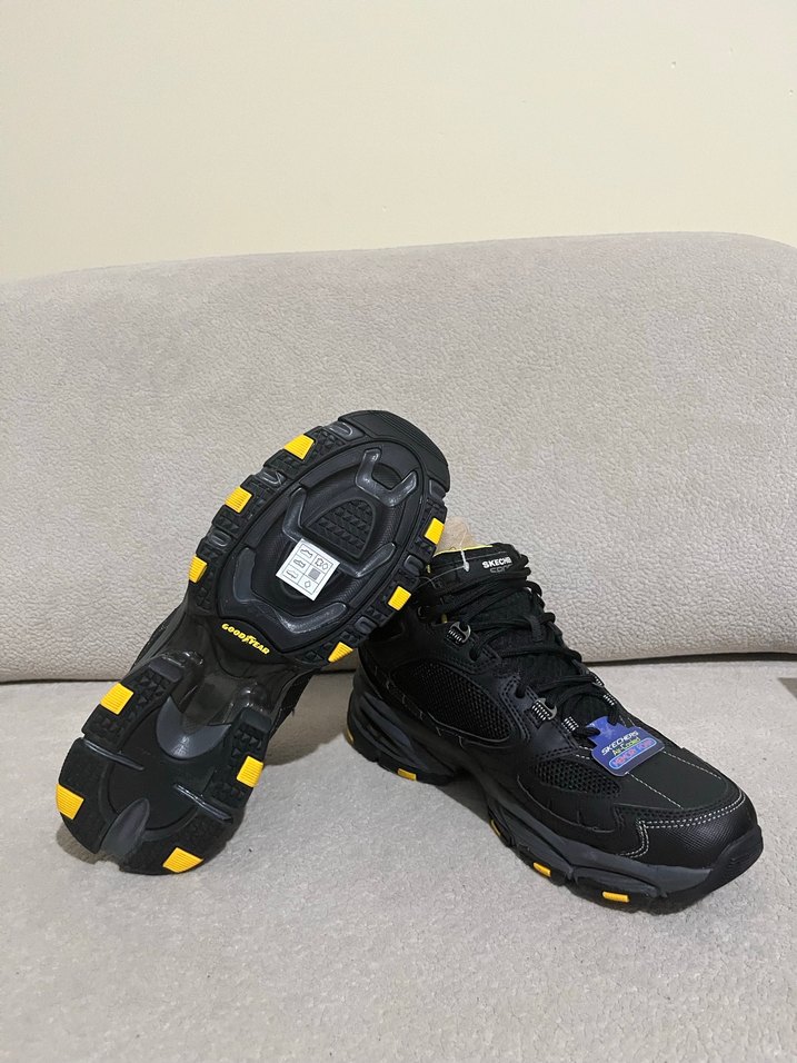 Siyah Sarı Bağcıklı Skechers Erkek Spor Ayakkabı - Görsel 4