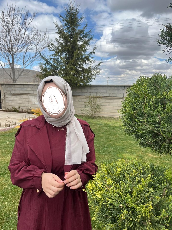 Bordo tesettür elbise - Görsel 4