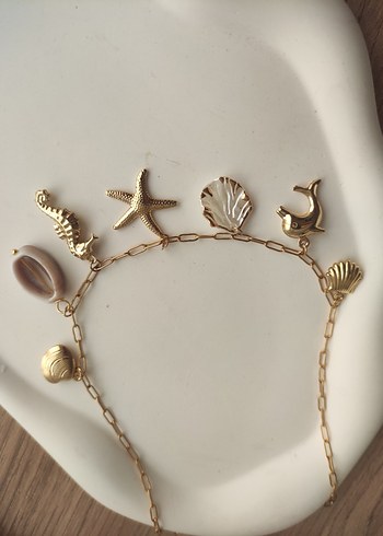 Sterling silver Altın Renkli Deniz Temalı Bohem Zincir Kolye