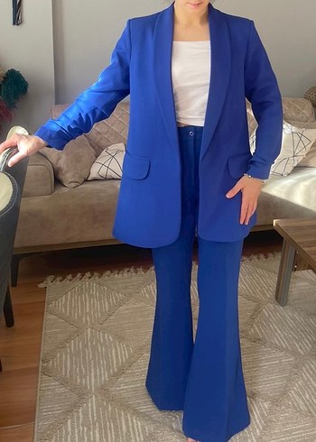 Mavi Uzun Kollu Kadın Blazer Ceket - Görsel 3