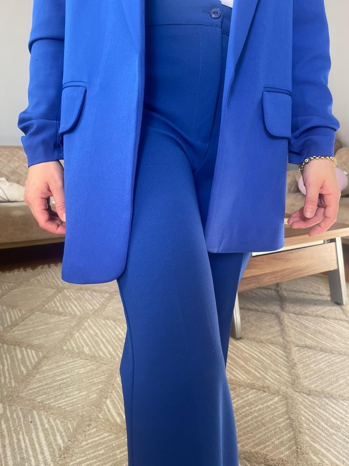 Mavi Uzun Kollu Kadın Blazer Ceket - Görsel 2