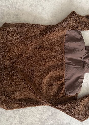 Kapüşonlu Kahverengi Peluş Sweatshirt - Görsel 4