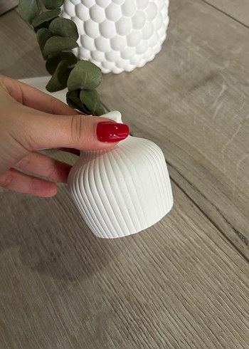 Beyaz Dekoratif Mumluk ve Vazo Seti - Görsel 4