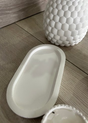 Beyaz Dekoratif Mumluk ve Vazo Seti - Görsel 5