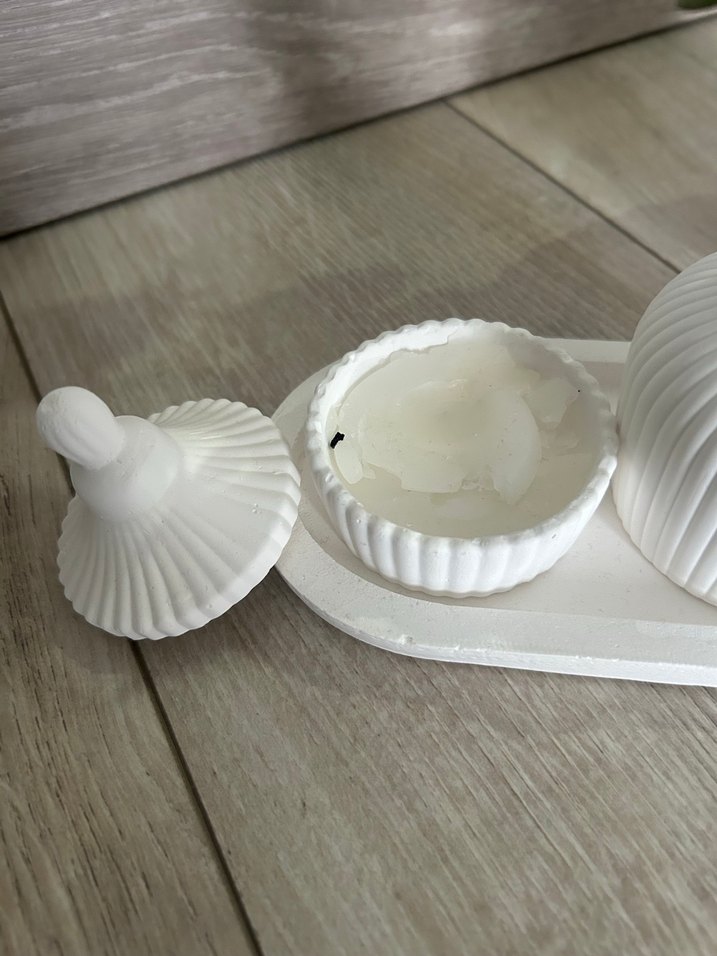 Beyaz Dekoratif Mumluk ve Vazo Seti - Görsel 3