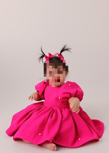 Pembe Renkli Fırfırlı Kız Çocuk Elbisesi - Görsel 3