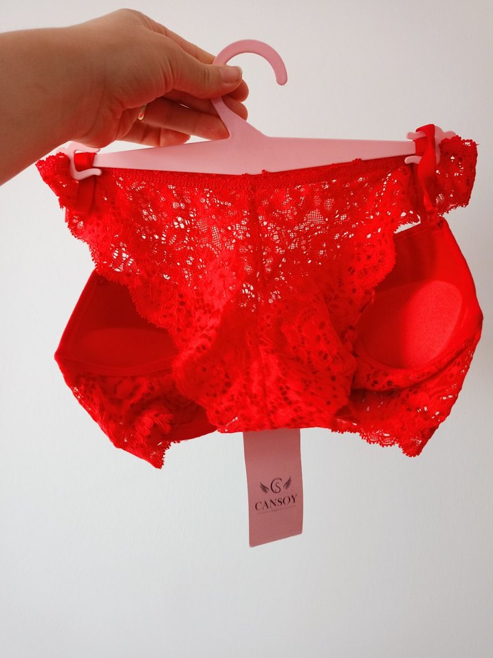 Renkli Desenli Midi Kırmızı Sütyen - Görsel 2