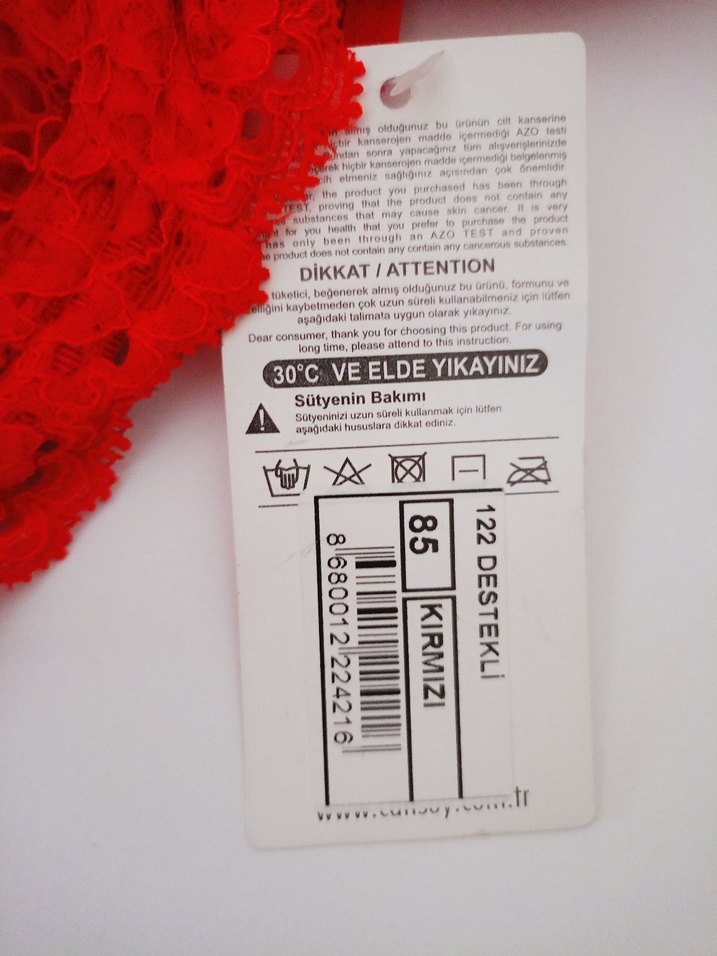 Renkli Desenli Midi Kırmızı Sütyen - Görsel 3