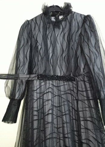 Uzun Siyah Gotik Abiye Elbise - Görsel 2