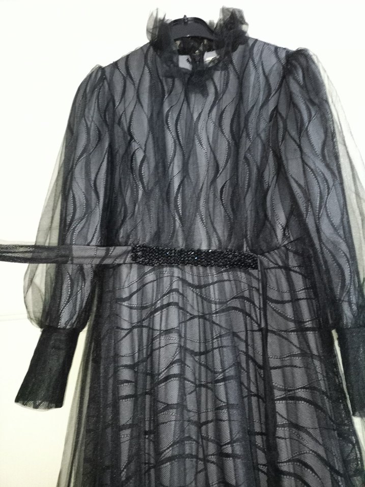 Uzun Siyah Gotik Abiye Elbise - Görsel 2