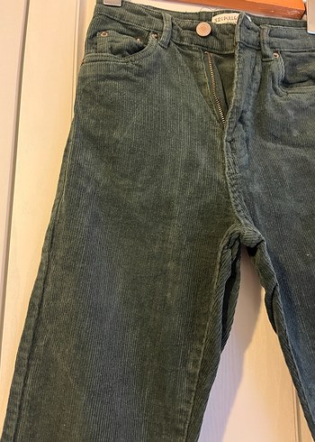 Pull and Bear haki yeşili Kadife Pantolon - Görsel 2