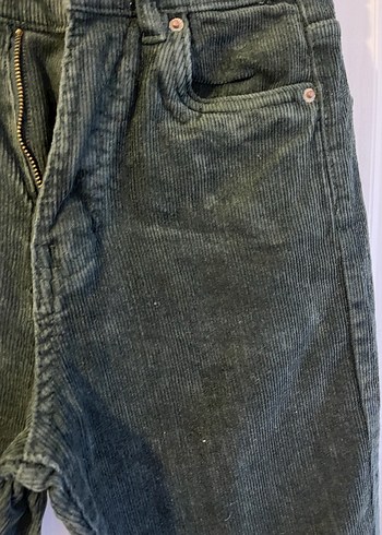 Pull and Bear haki yeşili Kadife Pantolon - Görsel 4