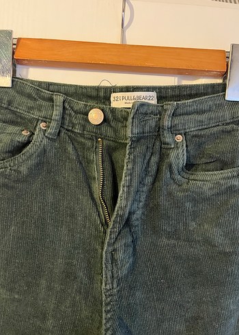 Pull and Bear haki yeşili Kadife Pantolon - Görsel 3