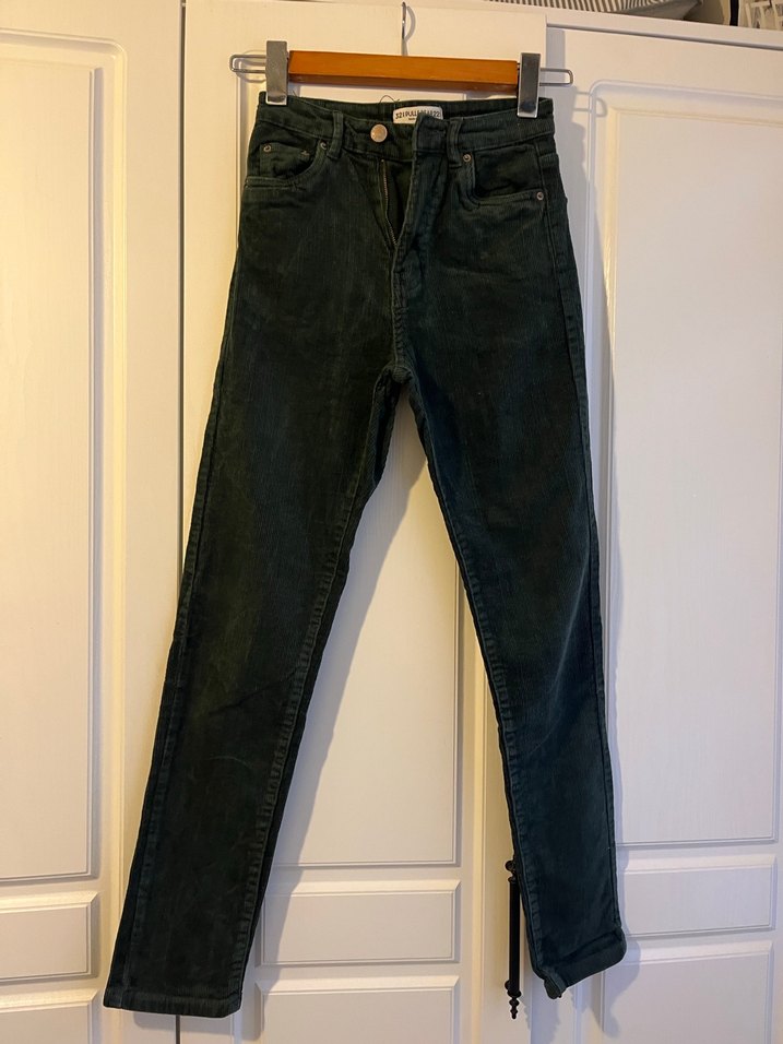 Pull and Bear haki yeşili Kadife Pantolon - Görsel 5