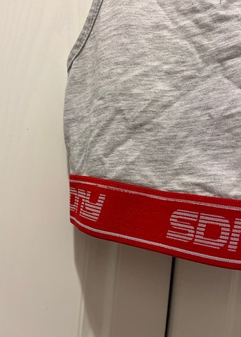 Gri Spor Kısa İnce Askılı Atlet - Görsel 2