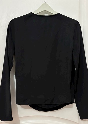 Kadın Siyah Kruvaze Dokuma Bluz - Görsel 2