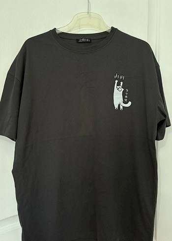 Kadın Kedi Baskılı Oversize Tisört - Görsel 3