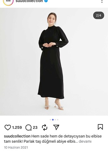 l Beden Siyah Uzun Kollu Modern Klasik Elbise
