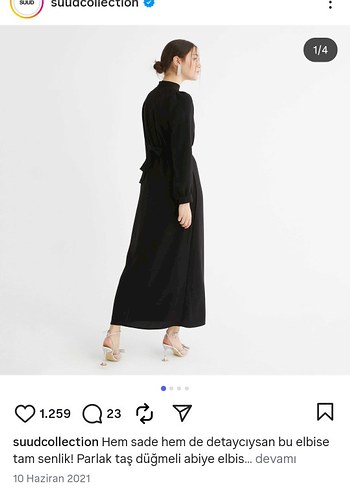 Suud Collection Siyah Uzun Kollu Modern Klasik Elbise