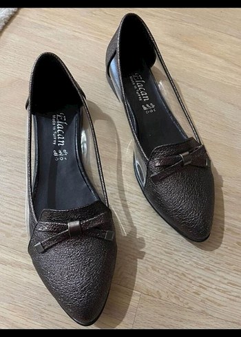 Gri Tokalı Stiletto Topuklu Kadın Babet