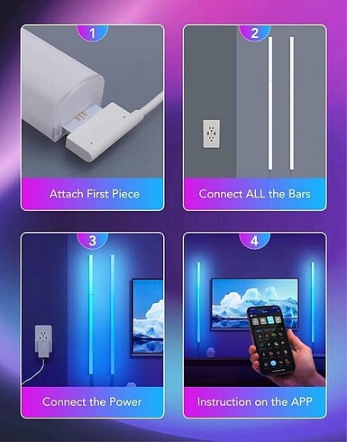  Beden beyaz Renk Govee Glide Led Duvar Işıkları