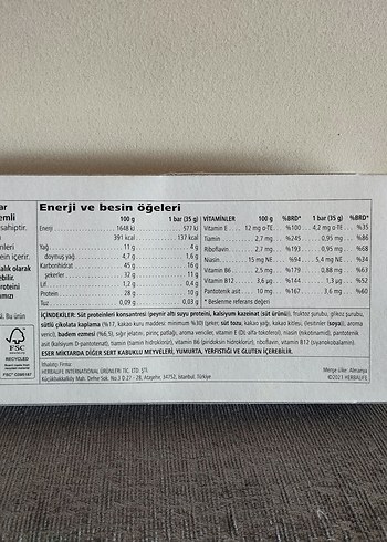 Herbalife Vanilya Aromalı Bademli vanilyalı Protein Bar 14'lü - Görsel 3