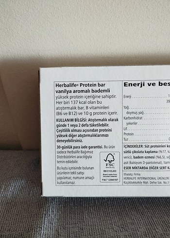 Herbalife Vanilya Aromalı Bademli vanilyalı Protein Bar 14'lü - Görsel 2