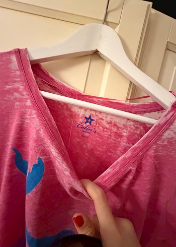 Pembe Baskılı Gevşek Kesim Keten Hamile Tişörtü - Görsel 4